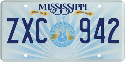 MS license plate ZXC942