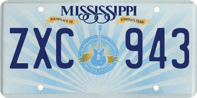 MS license plate ZXC943