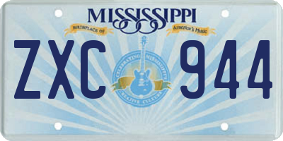 MS license plate ZXC944