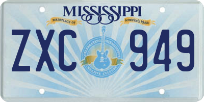 MS license plate ZXC949