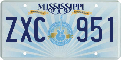 MS license plate ZXC951