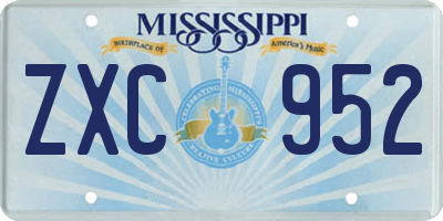 MS license plate ZXC952