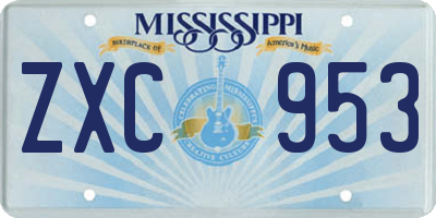 MS license plate ZXC953