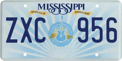 MS license plate ZXC956