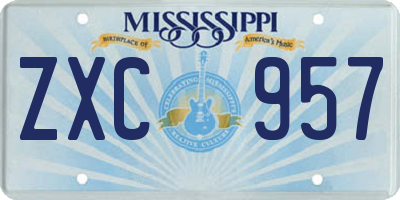 MS license plate ZXC957