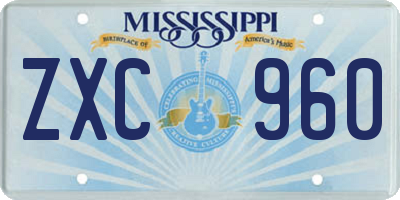 MS license plate ZXC960