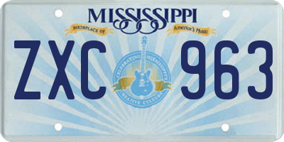 MS license plate ZXC963