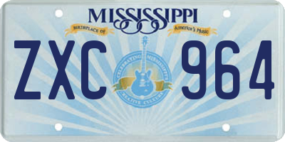 MS license plate ZXC964