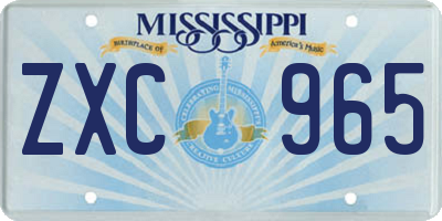 MS license plate ZXC965