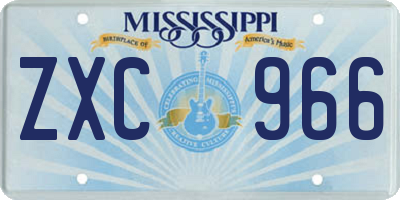 MS license plate ZXC966