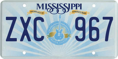 MS license plate ZXC967