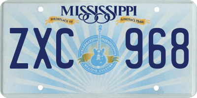 MS license plate ZXC968