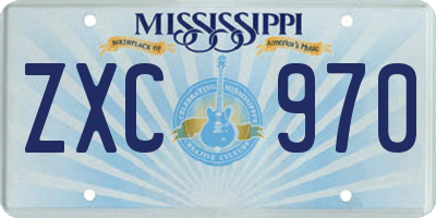MS license plate ZXC970