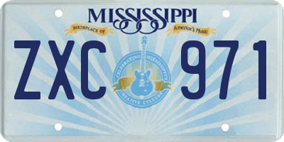 MS license plate ZXC971