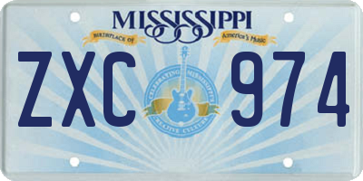 MS license plate ZXC974