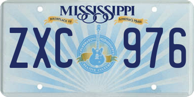 MS license plate ZXC976