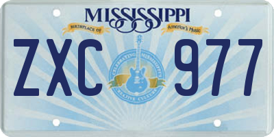 MS license plate ZXC977
