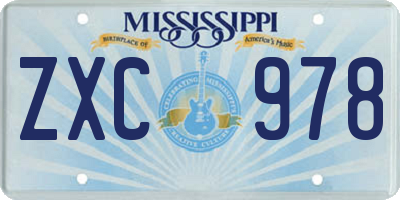MS license plate ZXC978