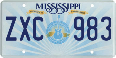 MS license plate ZXC983
