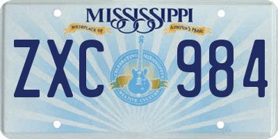 MS license plate ZXC984