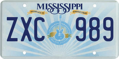 MS license plate ZXC989