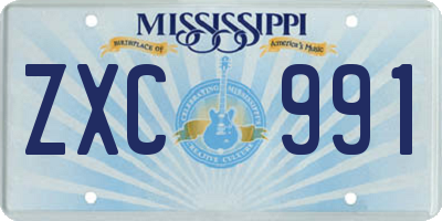 MS license plate ZXC991