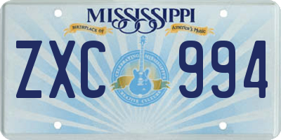 MS license plate ZXC994