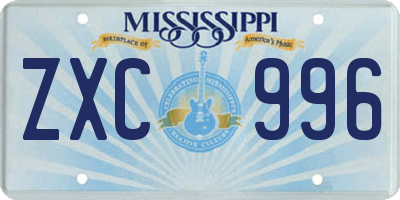 MS license plate ZXC996