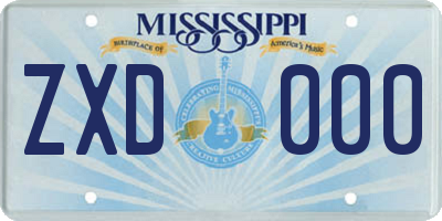 MS license plate ZXD000