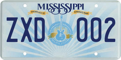 MS license plate ZXD002