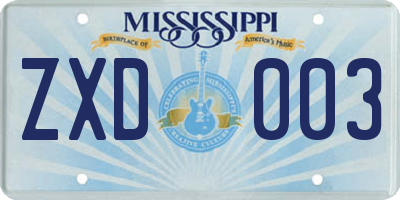 MS license plate ZXD003