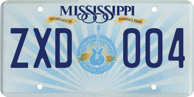 MS license plate ZXD004