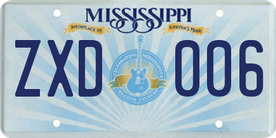 MS license plate ZXD006