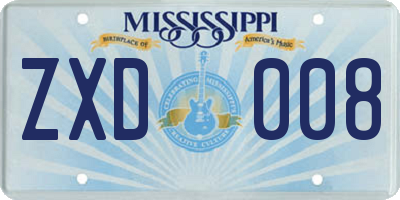 MS license plate ZXD008