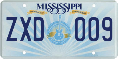 MS license plate ZXD009