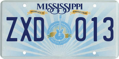 MS license plate ZXD013