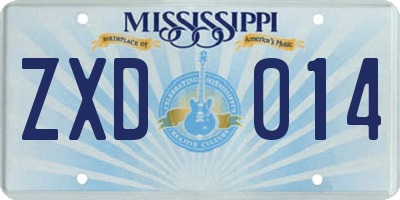 MS license plate ZXD014