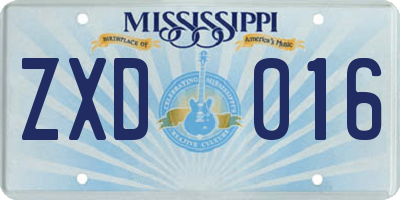 MS license plate ZXD016