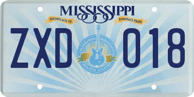 MS license plate ZXD018