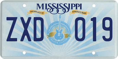 MS license plate ZXD019