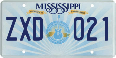 MS license plate ZXD021