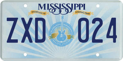 MS license plate ZXD024