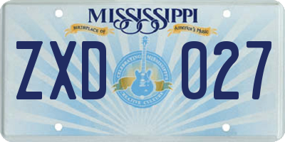 MS license plate ZXD027