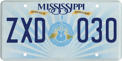 MS license plate ZXD030