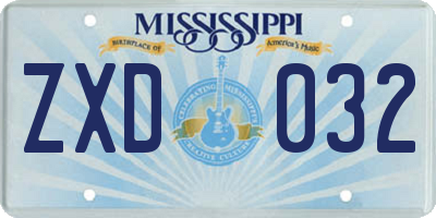 MS license plate ZXD032