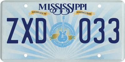 MS license plate ZXD033