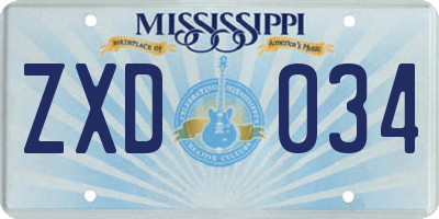 MS license plate ZXD034