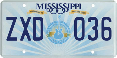 MS license plate ZXD036