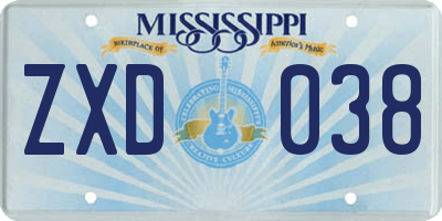 MS license plate ZXD038