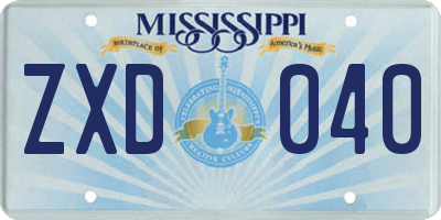 MS license plate ZXD040